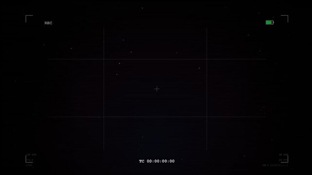 Surveillance camera viewfinder overlay with scan lines and icons
