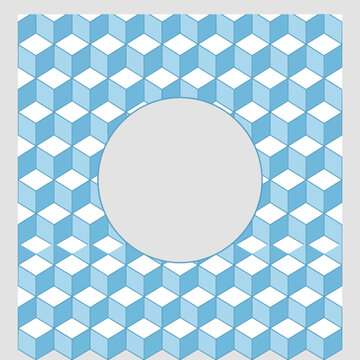 Light blue isometric cube pattern background with central circular frame