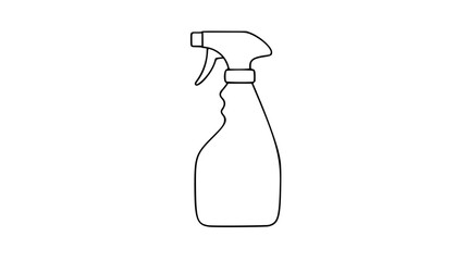 Obraz premium Spray bottle vector icon with trigger handle - minimalist line illustration for cleaning, household, and chemical products