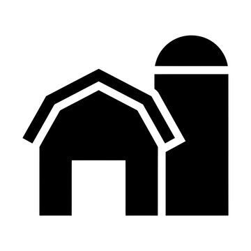 barn and silo glyph icon
