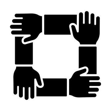 four hands holding together in square formation glyph icon