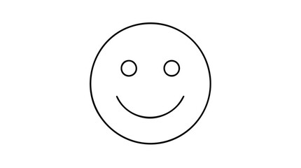 A simple hand-drawn vector illustration of a smiling face featuring a circular outline, two dot eyes, and a curved mouth, representing happiness and good mood in a clean style for various uses.