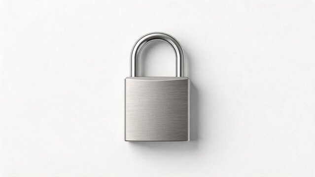 Metal padlock on white background