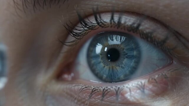 Ophthalmologist examining a patient's eyes with a slit lamp; macro close-ups of the eyes and medical equipment; dramatic, shallow depth of field.