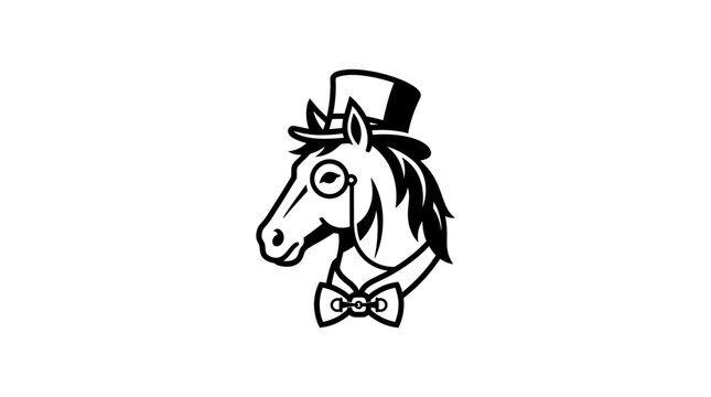 Donkey wearing top hat and monocle art