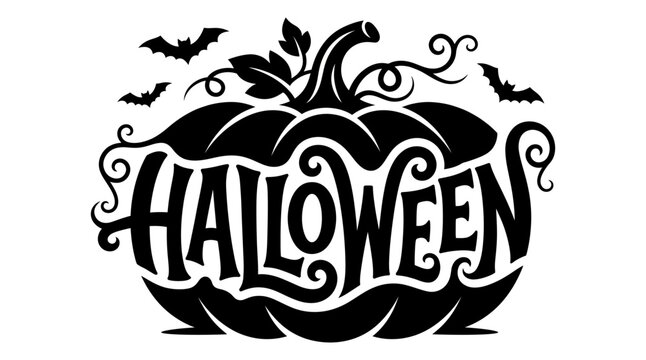 Halloween Pumpkin Typography Vector Logo Isolated on White