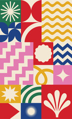 Obraz premium Colorful Abstract Geometric Pattern Collection Decorative Vector Background Set