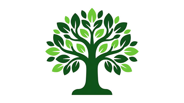 Green stylized tree icon representing environmental growth sustainability organic life and nature for eco-friendly branding logo design