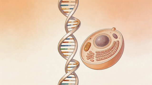 Cell structure and DNA helix illustration