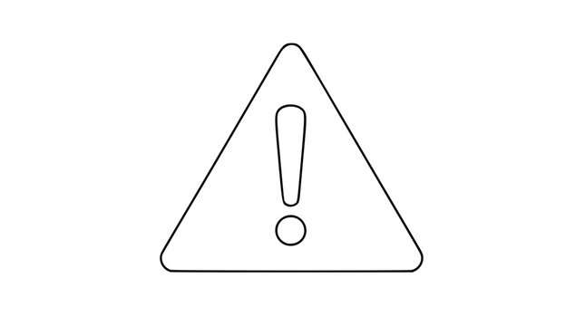 Warning Sign Vector Icon - Triangular Alert Symbol with Exclamation Mark Line Illustration