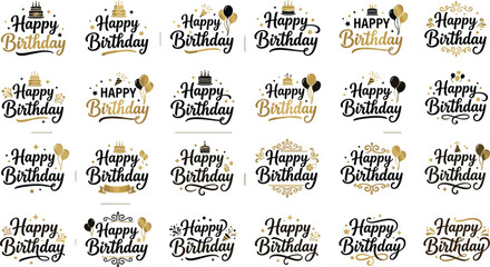 Vintage Happy birthday elegant typography lettering collection wit © MDNAIMUR