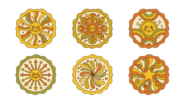 Set of six colorful traditional gingerbread cookies with intricate designs and patterns