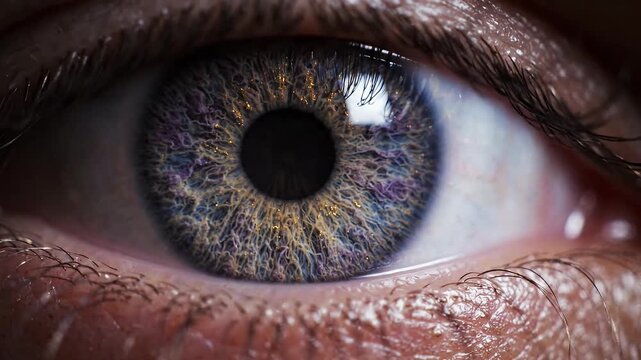Macro view of detailed human iris anatomy.