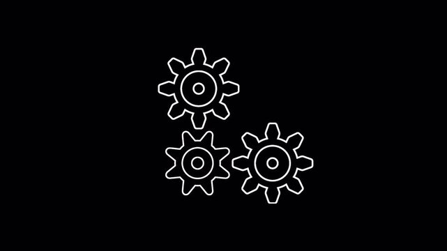 Alpha channel gears spinning isolated animation motion graphics. Gears running 4k video to use for technology, business, mechanics, engineering video projects. 