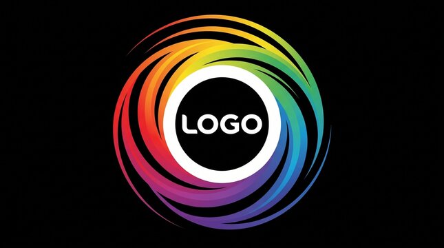 Vibrant rainbow logo design with colorful circular gradient and word placeholder