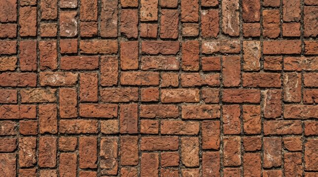 Close-up of Old Brick Wall with Textured Surface and Varied Colors.