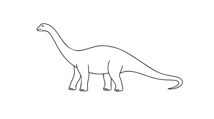 Minimalist line art vector icon of Diplodocus dinosaur, clean hand-drawn outline style, scalable silhouette design for prehistoric animal projects, educational materials, and paleontology © Abdullah