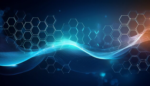 abstract biology and pharmaceutical technology background health care and medical background with hexagon shapes flowing wave lines and hexagons