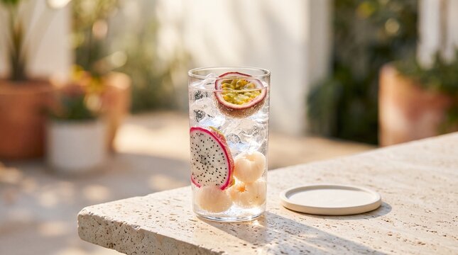 Tropical Fruit Infusion Glass with Translucent Flesh for Summer Drinks