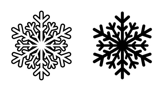 Set of two simple snowflake icons in black and white outline style.