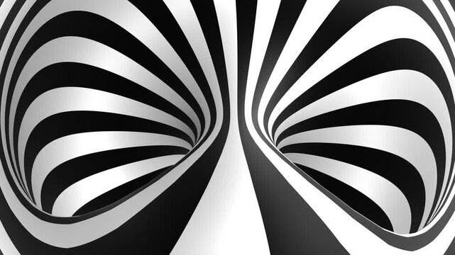 Slow Rotating Hypnotic Black and White Torus Optical Illusion Seamless Loop