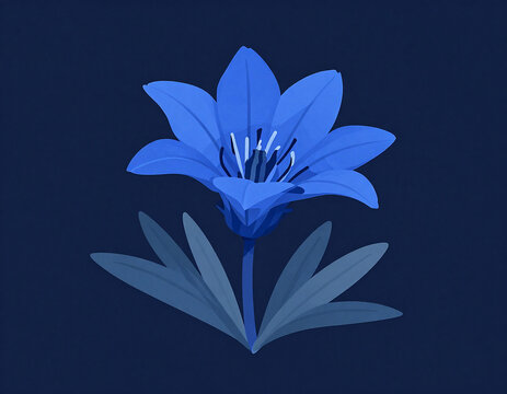 Gentian Blue Alpine Flower: Exquisite Botanical Design Radiating Calmness and Natural Beauty in a Harmonious 4x3 Composition