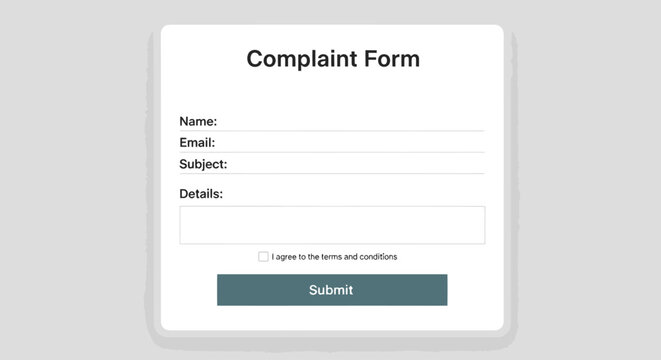 Clean Minimalist Digital Complaint Form User Interface Template