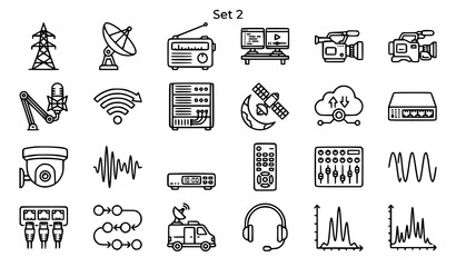 Fototapeta premium Pet care outline icons set veterinary dog cat grooming and training vector eps10