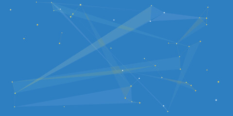 Geometric constellation network with bright stars on blue space background Vector, illustration © MDJahangir