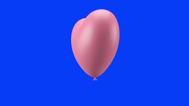 Cute 3D model of a matte pink heart-shaped balloon floating, isolated on a bright solid blue background. Ideal for Valentine's Day promotional videos, romantic event banners, wedding video overlays, p