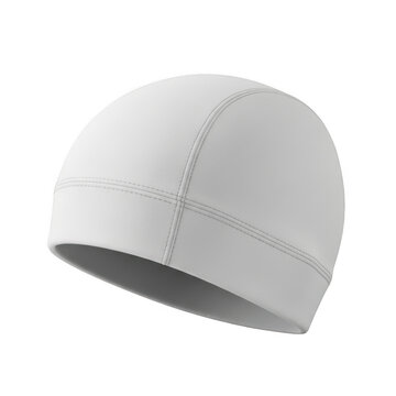 Plain white beanie hat made of soft cotton isolated on a white background isolated on transparent background