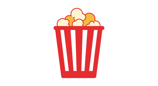 A simple flat vector illustration of a red and white striped popcorn bucket
