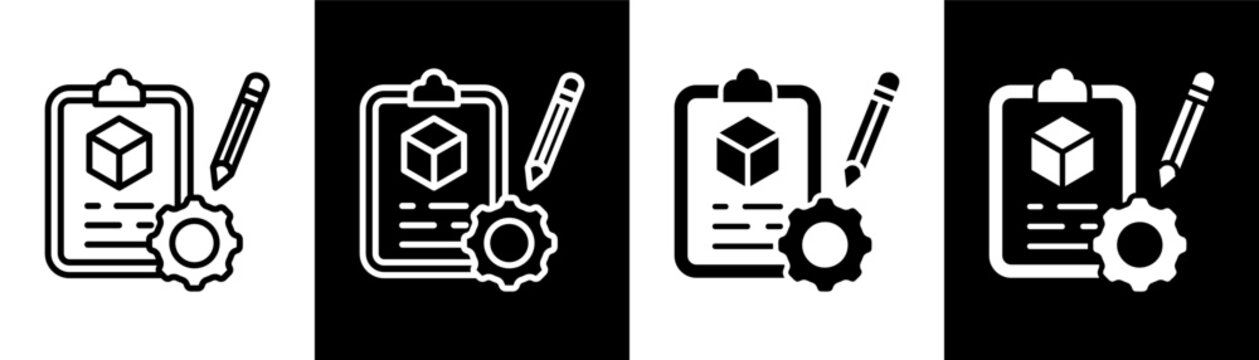Prototyping white and black icon set design