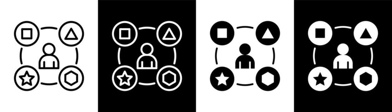 User Experience white and black icon set design