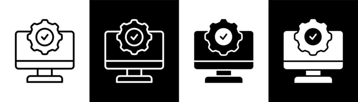 Beta Testing white and black icon set design