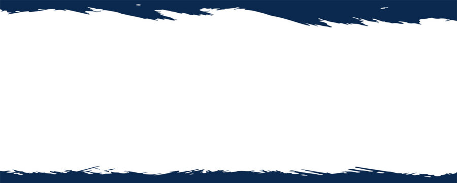 Dark navy blue paint brush stroke border frame isolated on white background. Vector illustration