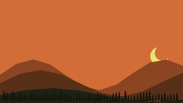 Abstract colorful geometric landscape illustration with vibrant modern graphic shapes