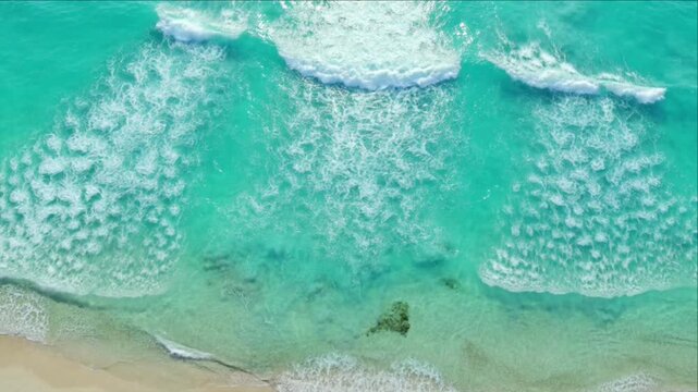 Turquoise ocean wave aerial luminous sea water texture tropical beach shore coastal surf pattern summer seascape background clear lagoon motion serenity luminous ocean background turquoise wave