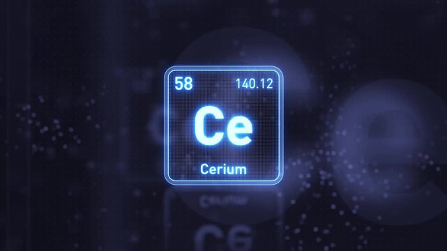 Periodic Table Element Cerium Ce Animation. Modern and Minimal Design.