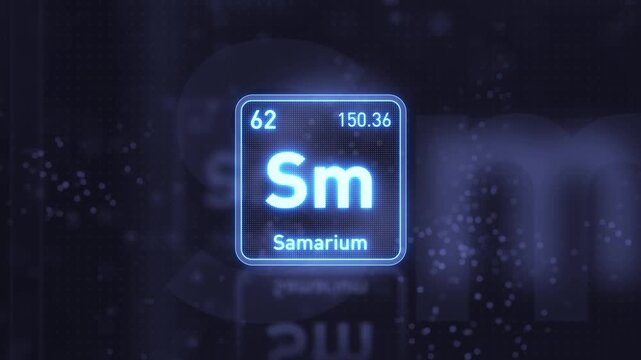 Periodic Table Element Samarium Sm Animation. Modern and Minimal Design.