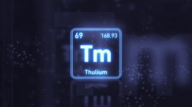Periodic Table Element Thulium Tm Animation. Modern and Minimal Design.