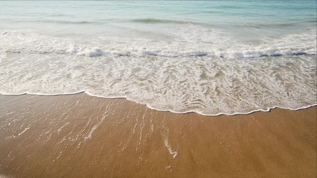 Luminous ocean wave shoreline background gentle surf pattern on sand peaceful coast nature seascape calm water travel summer holiday relaxation scenic coastal horizon summer vacation serene