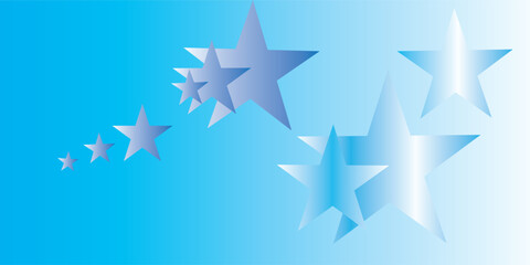 Obraz premium Blue star background featuring shiny gradient star shapes, soft ambient banner layout for celebration and success.