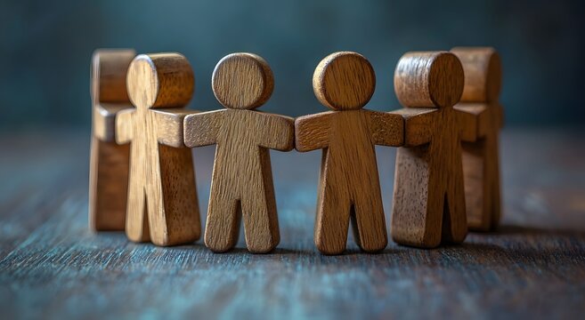 Wooden toy family arrangement showing balance support and connection photo
