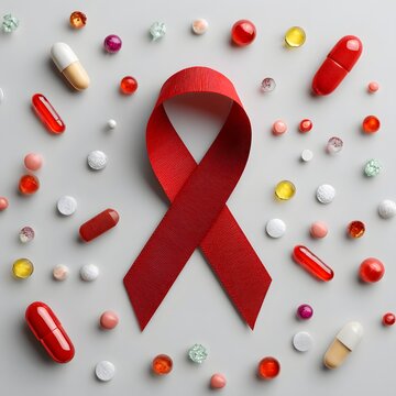 World AIDS Day background with red ribbon photography