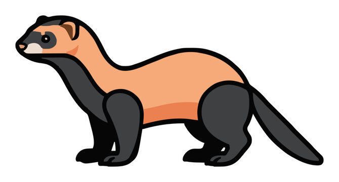 Cute domestic ferret character vector illustration. Generative AI