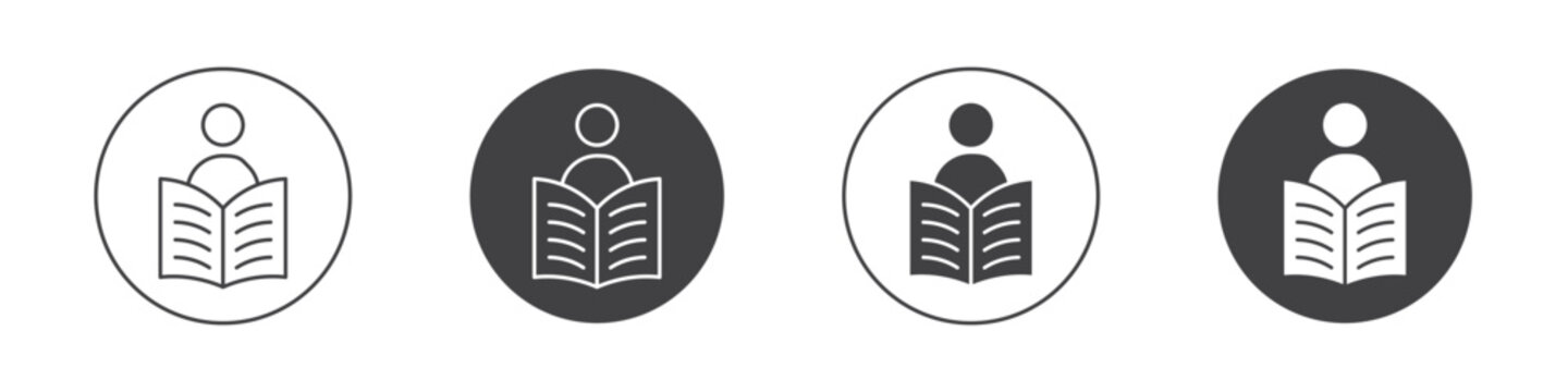 Book open reader icon set for web