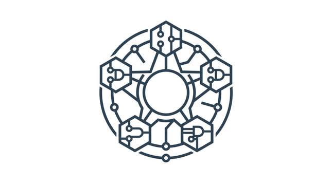 Abstract Digital Technology Network Circuit Icon On White Background