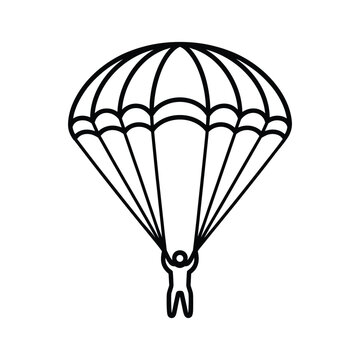 Parachuting man flying in sky skydiving extreme sport icon vector art.