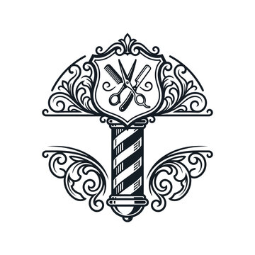 Barber shop logo with scissors.